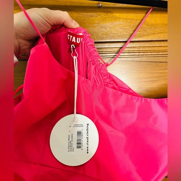 STAUD NWT $495 Florence A-Line Sleeveless Open-Back Pink Gown Size Large - Picture 11 of 12